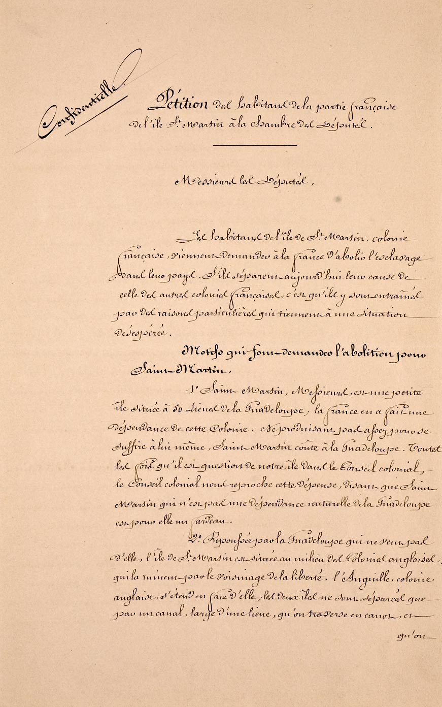 Pétition des habitants de Saint-Martin