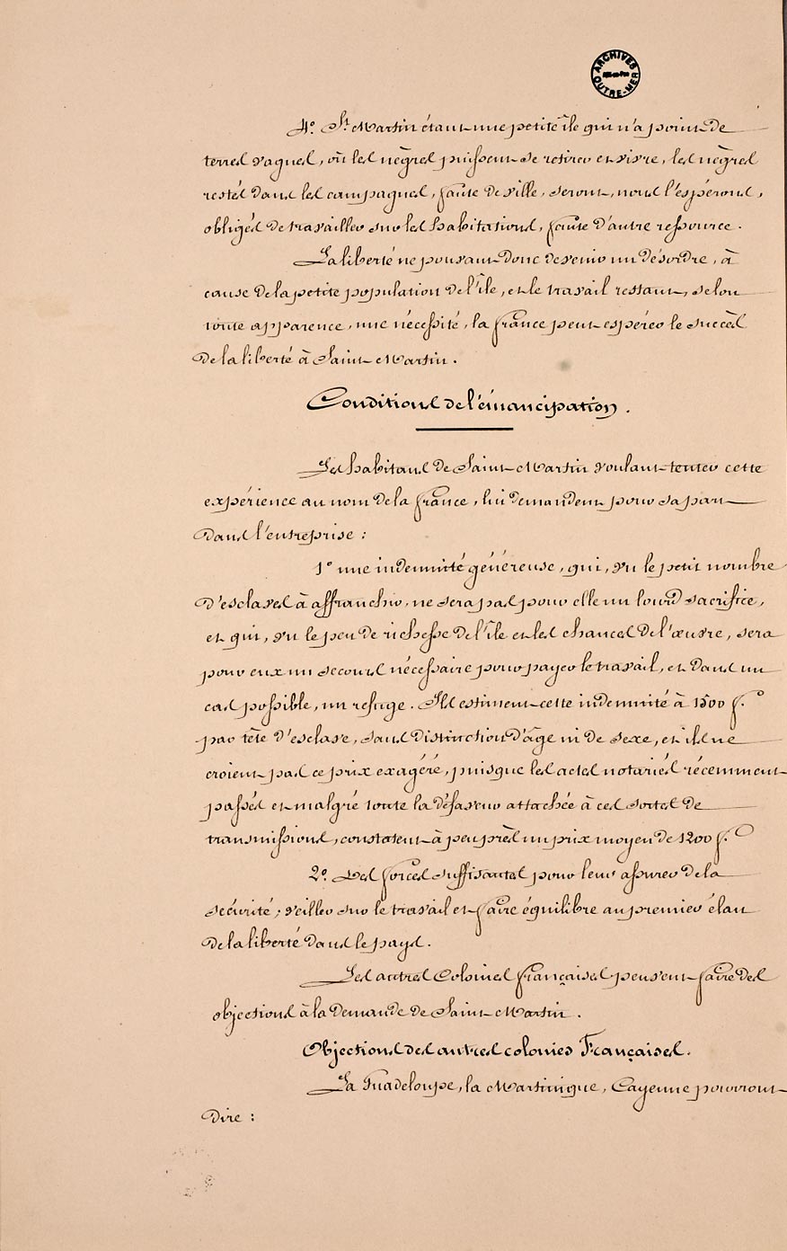 Pétition des habitants de Saint-Martin