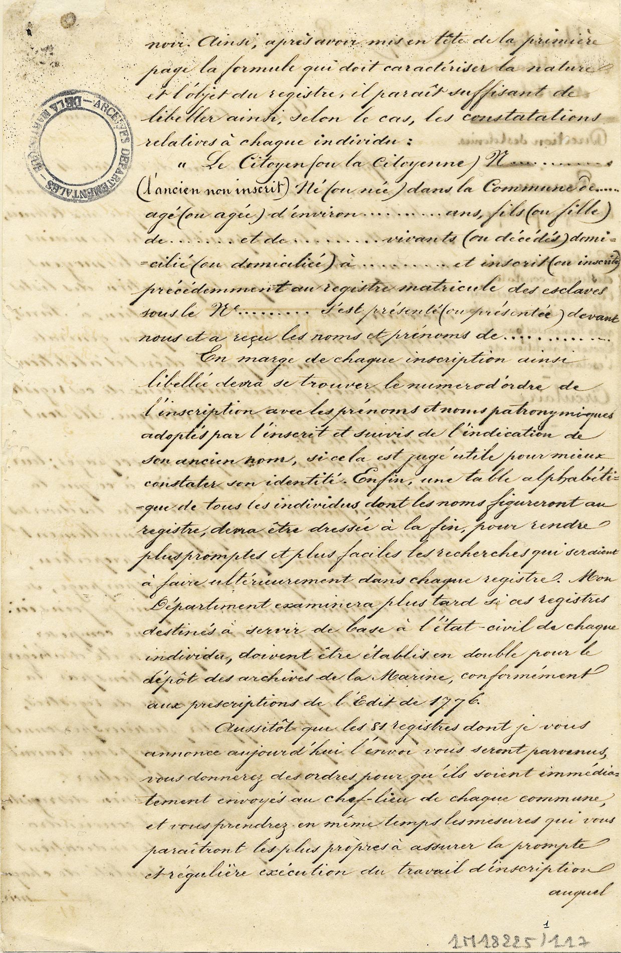 Instructions aux commissaires généraux