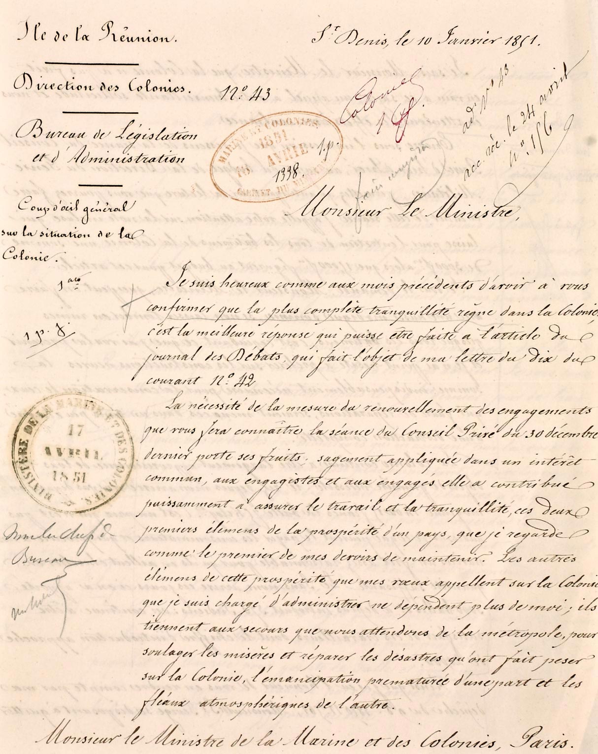 Lettre de Doret, 1851