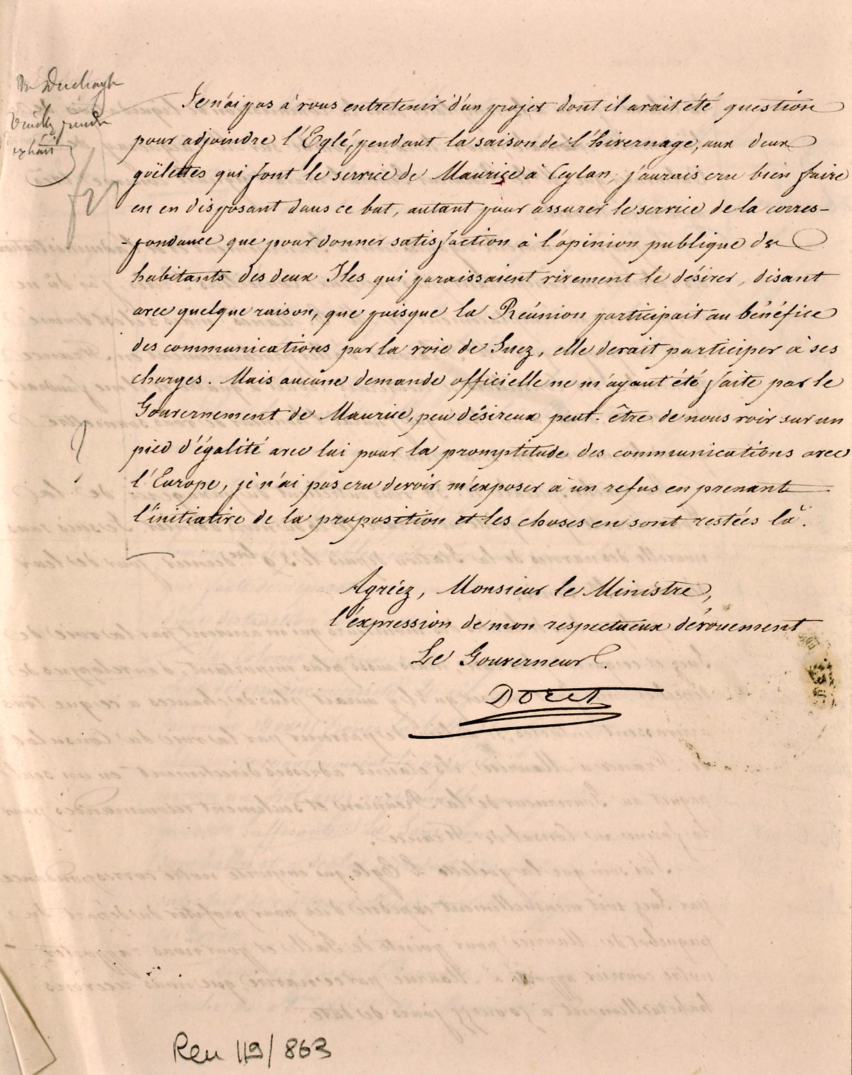 Lettre de Doret, 1851