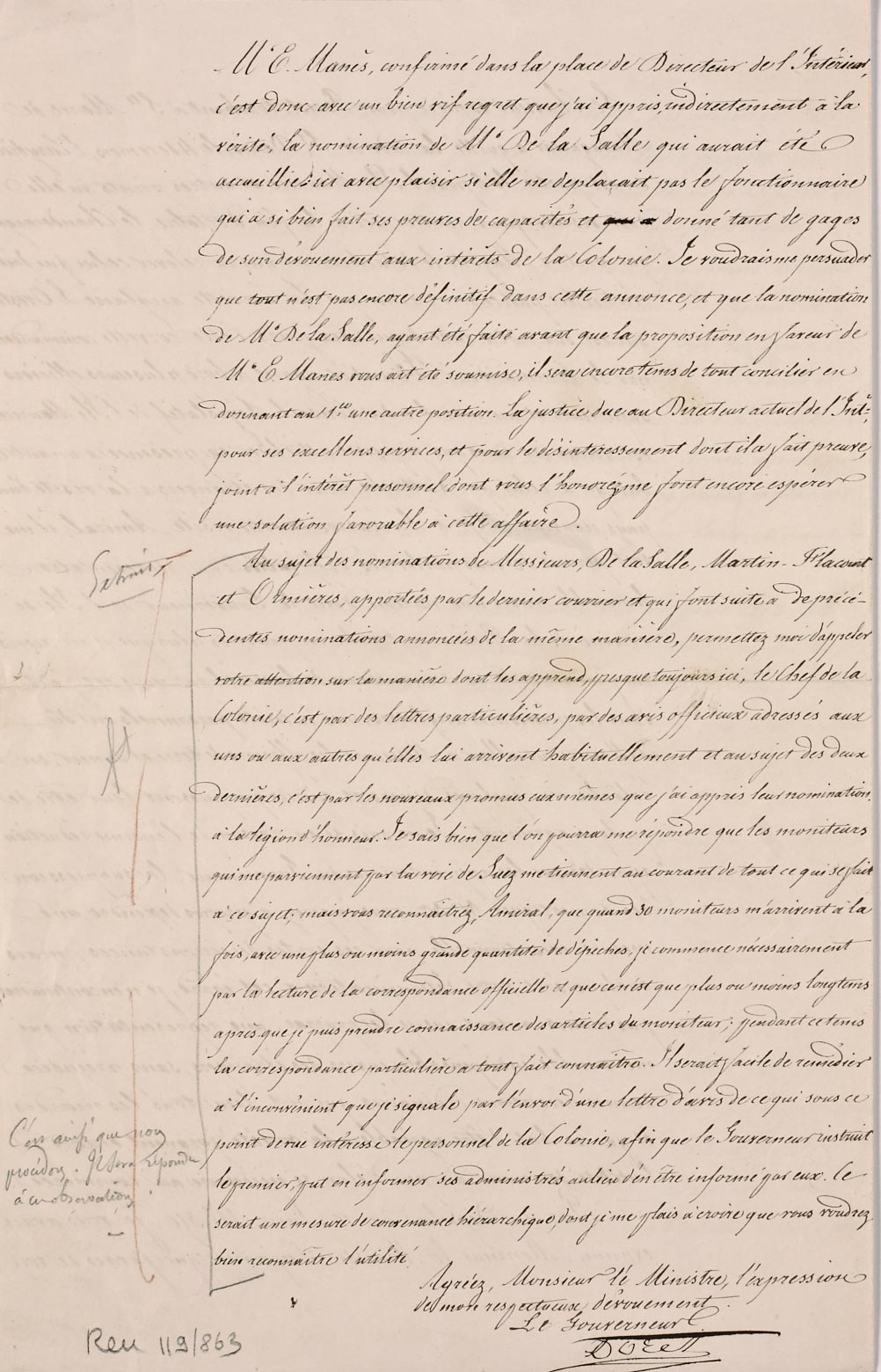 Lettre de Doret 1850