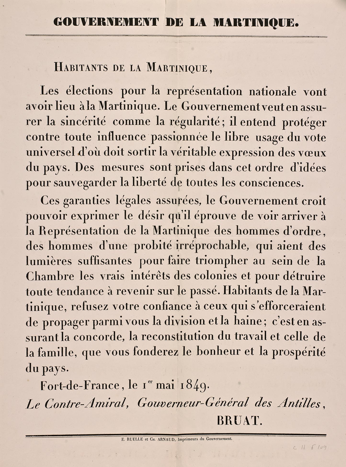 Proclamation de Bruat