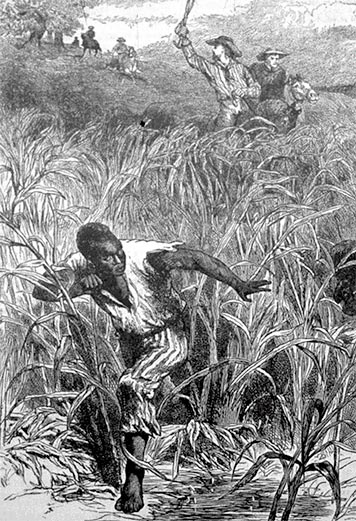 Scène de poursuite d'esclave fugitif