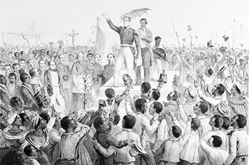 Estampe de la proclamation de l’abolition en Guadeloupe